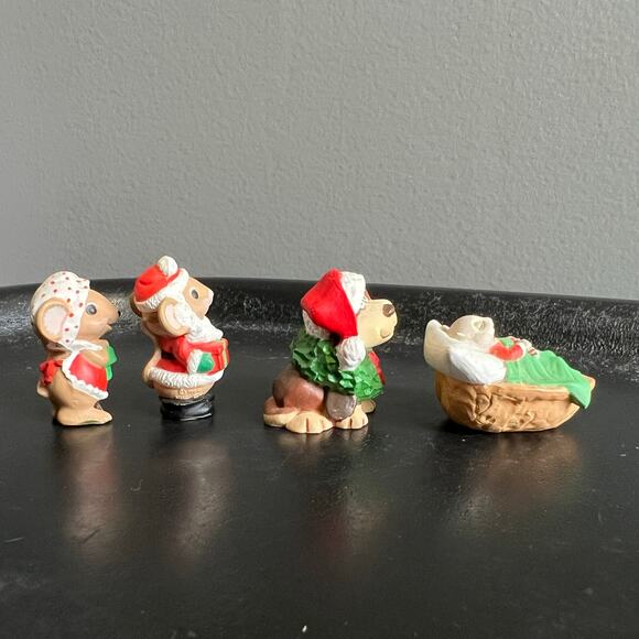 Lot of 4 Vintage 1986 Hallmark Merry Miniatures: Mr Mrs Mouse, Dog, Sleeping - Picture 2 of 11